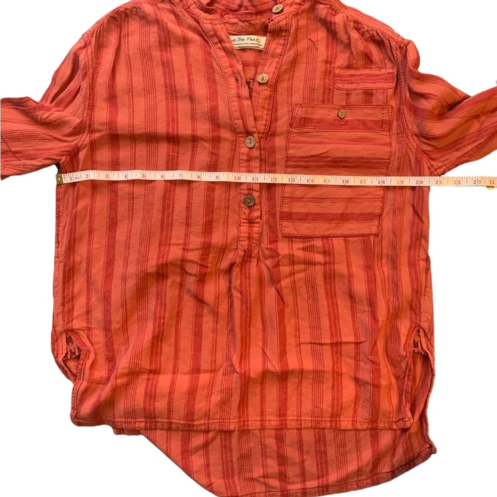 We the Free Red Striped Popover Linen Top Sz XS Oversized OB1103979 Summer Haze - Picture 7 of 7